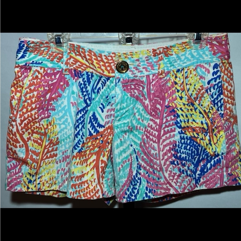Lilly Pulitzer Callahan Shorts Sz 2 Colorful Leafs Pattern